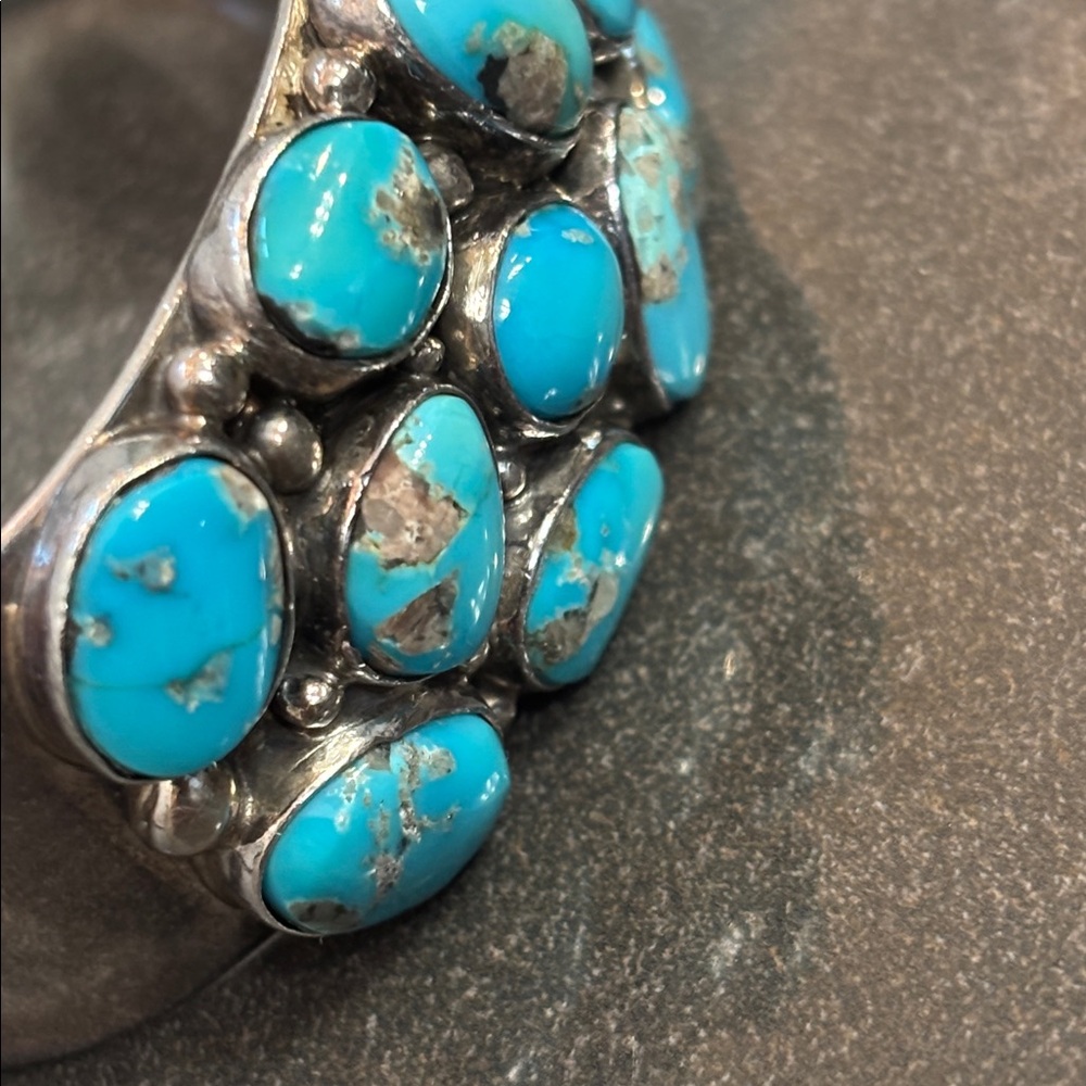 Thompson Turquoise Blue Cluster Cuff Bracelet - Picture 7 of 17